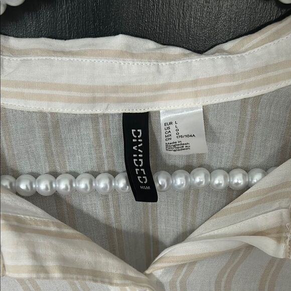 Divided by H&M Cream Cuffed Sleeve Crop Shirt - Picture 2 of 4